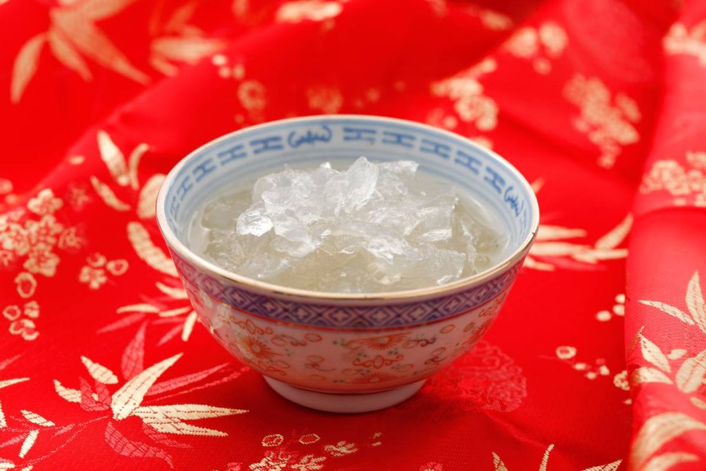 Bird Nest Soup, Asian Cuisine for Healthy Body, Rich of Collagen. Concept Red Chinese